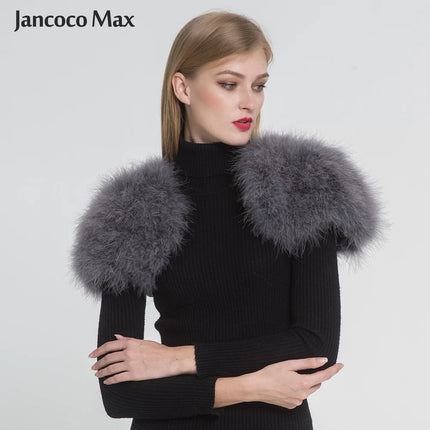 Real Fur Boleros Women Genuine Ostrich Feather Fur Shawl Shrugs Wedding Bride's Shawl S1264 - Fashion