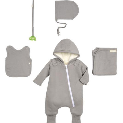 Smart Cuddly Jumpsuit + Bib - Gray