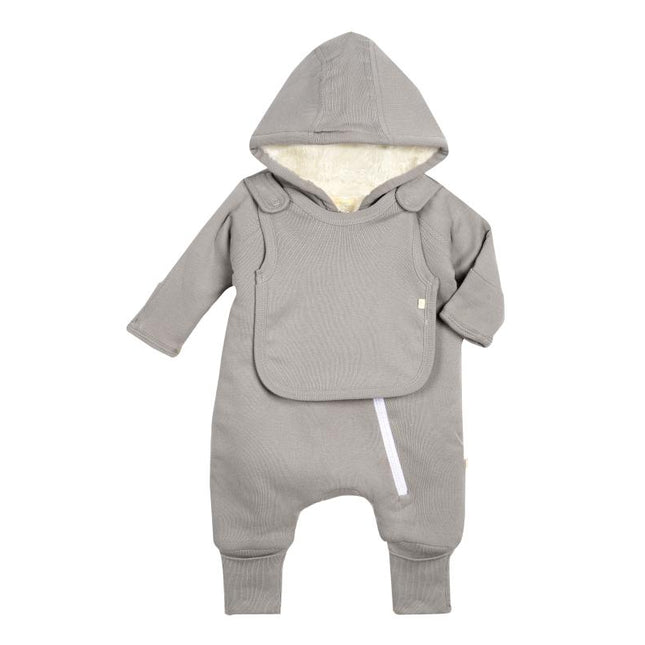Smart Cuddly Jumpsuit + Bib - Gray