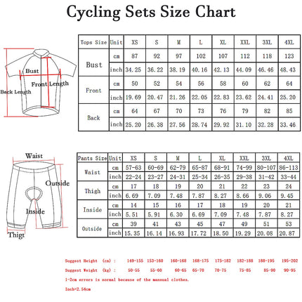 Mens Summer Cycling Jersey Suit Bike Clothes Quick-Dry