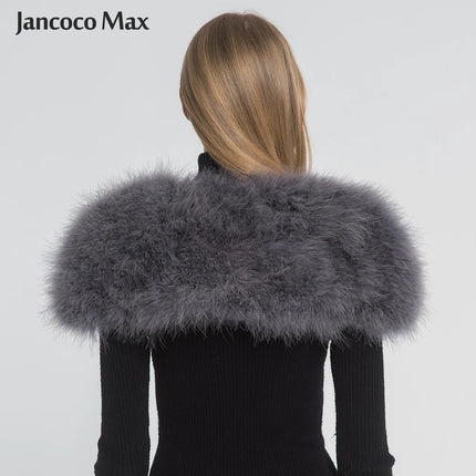 Real Fur Boleros Women Genuine Ostrich Feather Fur Shawl Shrugs Wedding Bride's Shawl S1264 - Fashion