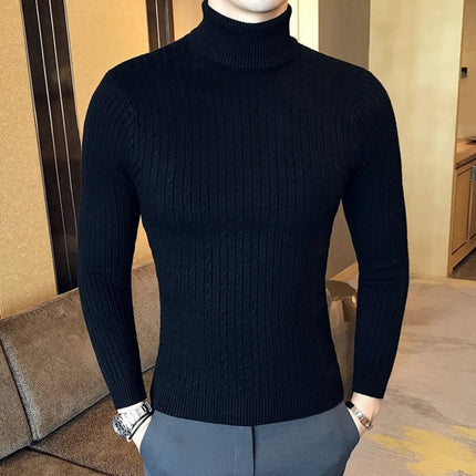 Sweater Autumn Winter Turtleneck Pullovers Solid Color / male