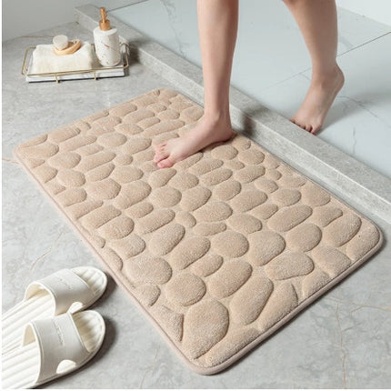 Floor mat - Memory Foam Embossed Carpet Non-Slip Mat Cobblestone