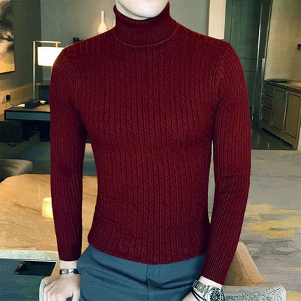 Sweater Autumn Winter Turtleneck Pullovers Solid Color / male