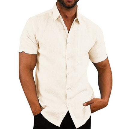 Shirt Color Turn-down collar Casual Summer Beach T-shirt