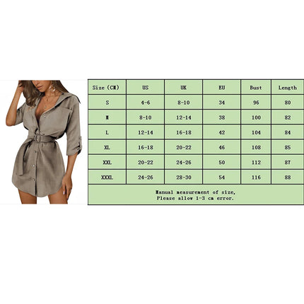 Vestido Feminiso Elegant Shirt Dress Fashion - Women