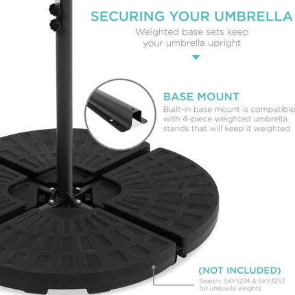 10Ft Solar LED Offset Hanging Market Patio Umbrella for Backyard,