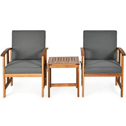 3 Pieces Solid Wood Outdoor Patio Sofa Furniture Set