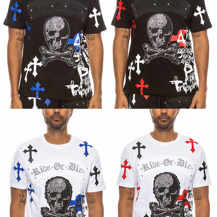 Bejewelled Chrome Skull T Shirt