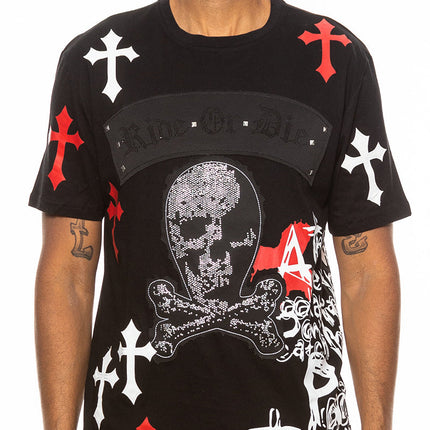 Bejewelled Chrome Skull T Shirt
