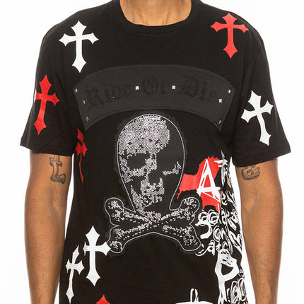 Bejewelled Chrome Skull T Shirt