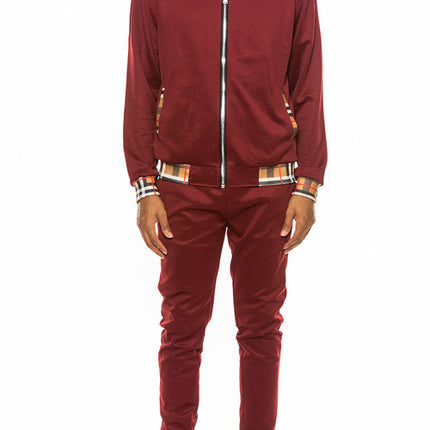 Checkered Detail Track Jacket Set