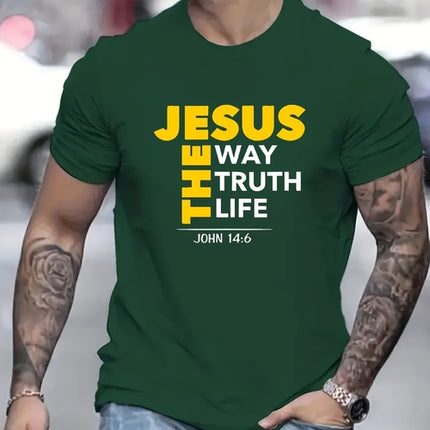 Jesus Print T-shirt, Men's T-shirt, Summer Casual Short Sleeved