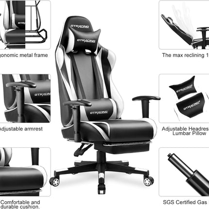 Gaming Chair with Footrest, Ergonomic Computer Game Desk Chair,
