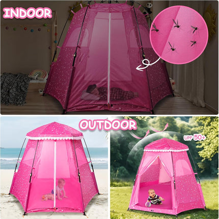 Kids Pop-Up Play Tent: 78"X66" Portable Baby Playpen Large Princess