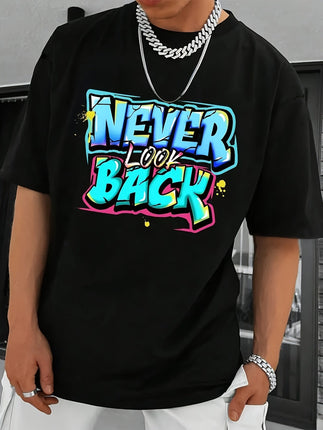 NEVER LOOK BACK - Men's  Black T-Shirt