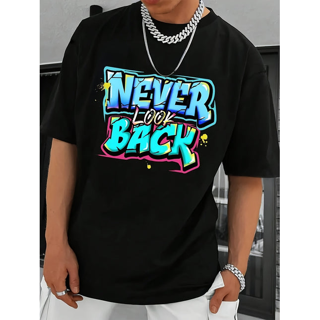 NEVER LOOK BACK - Men's  Black T-Shirt