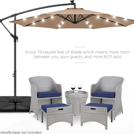10Ft Solar LED Offset Hanging Market Patio Umbrella for Backyard,