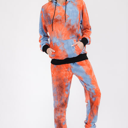 Womens Cotton Tye Dye Lounge Wear Sweat Set