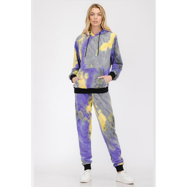 Womens Cotton Tye Dye Lounge Wear Sweat Set