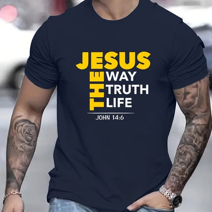 Jesus Print T-shirt, Men's T-shirt, Summer Casual Short Sleeved