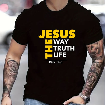 Jesus Print T-shirt, Men's T-shirt, Summer Casual Short Sleeved