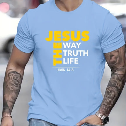 Jesus Print T-shirt, Men's T-shirt, Summer Casual Short Sleeved