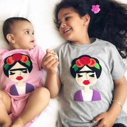 Frida Infant Bodysuit - Gray and Pink - Kids